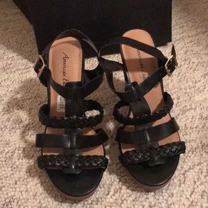 Black braided heels